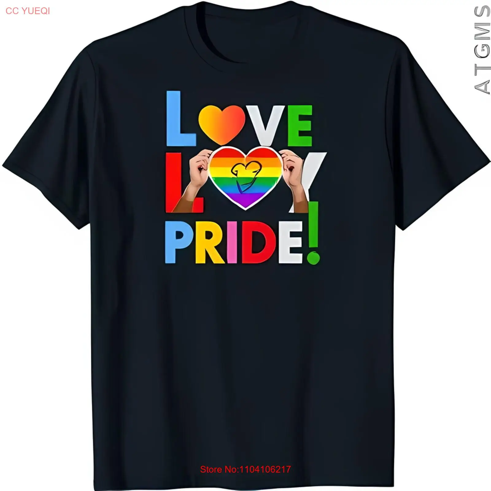 

Dark Blue T-Shirt with Rainbow 'LOVE' & 'PRIDE' Design Featuring