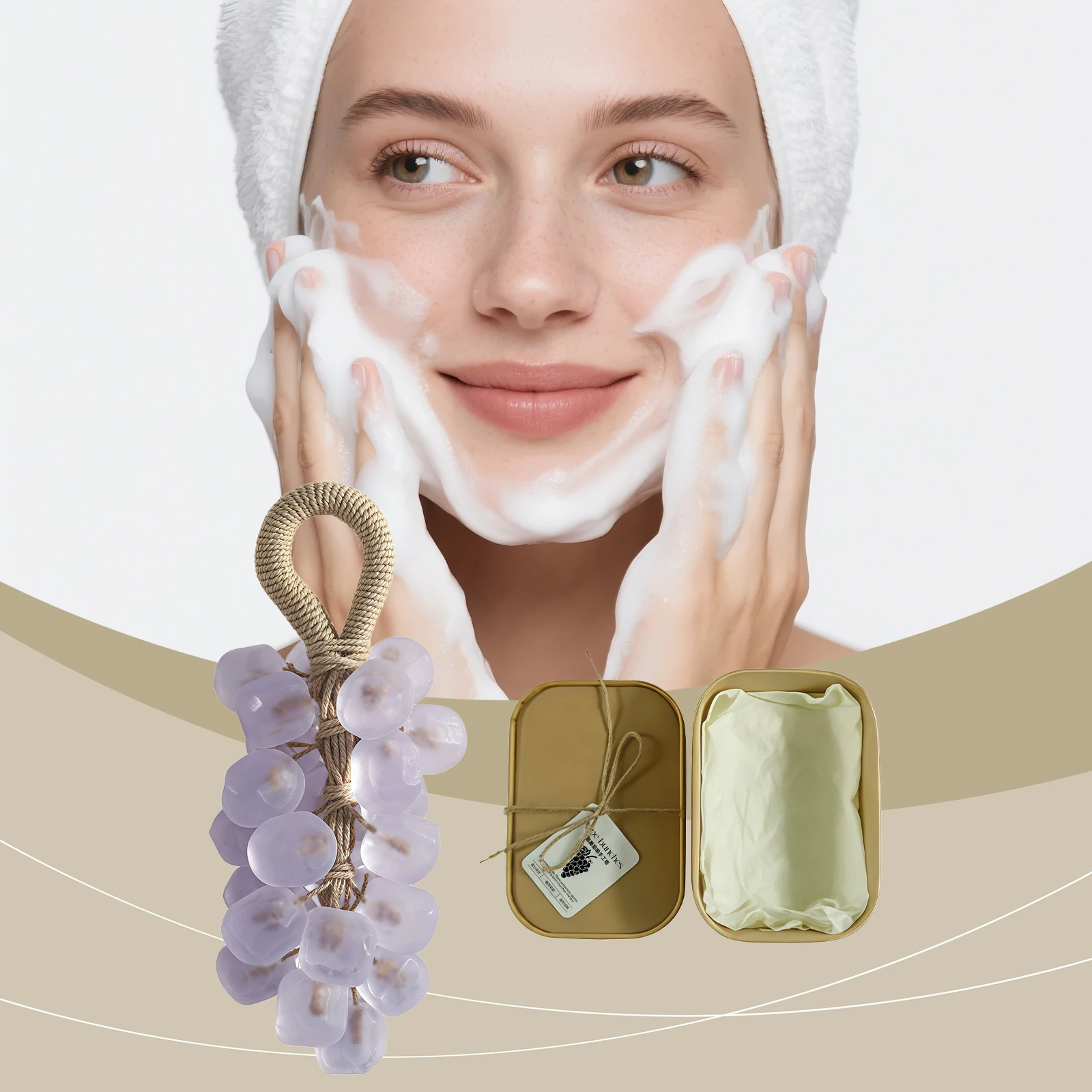 Grape Hand Soap Deep Clean Remove Dirt Moisturize Hand Body Repair Smooth Texture Dry Skin Exquisitely Handcrafted Crystal Soap