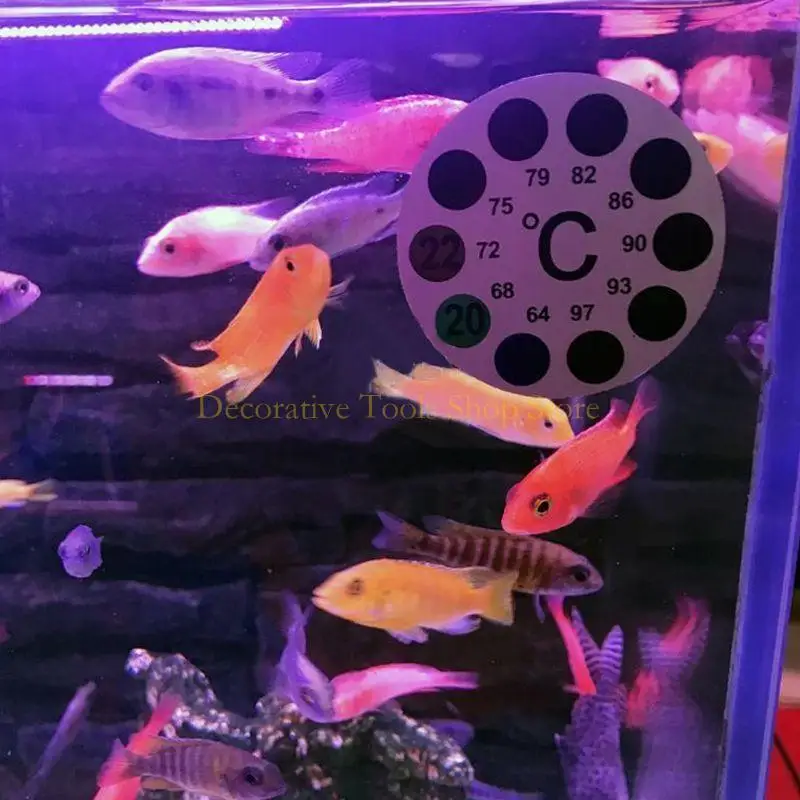 QX2E Betta Sticker Thermometer Large Fonts Round Stickers for Quick Reading - zdjęcie 1