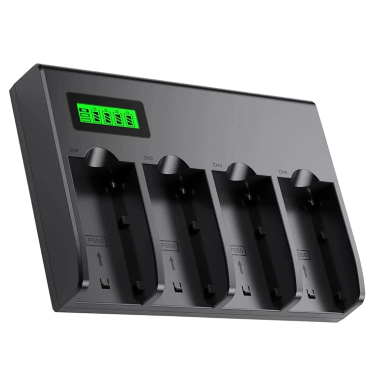 4-Channel Battery Charger with LCD Display for NP-F970, NP-F960, NP-F770, NP-F750, NP-F570 Camera Battery EU Plug