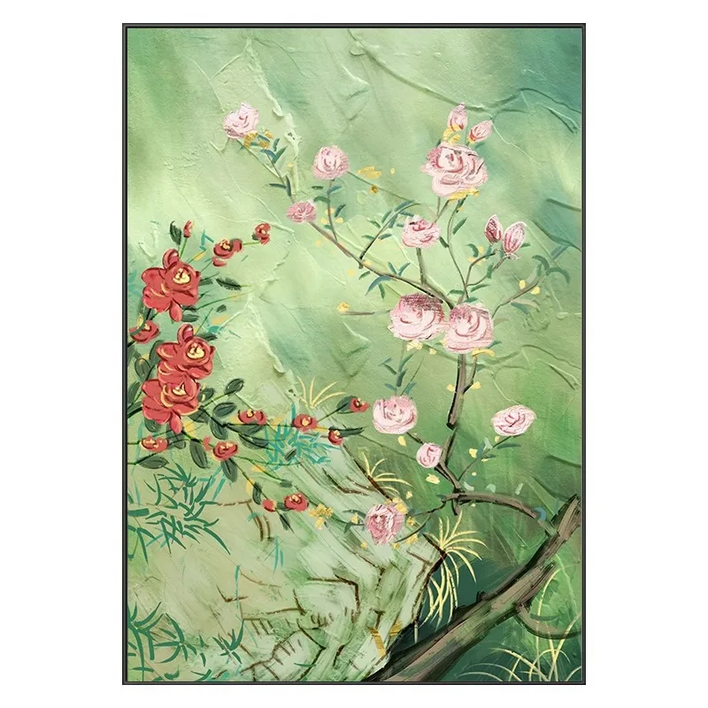 

Pure hand-painted rose floor painting texture sofa background wall decoration