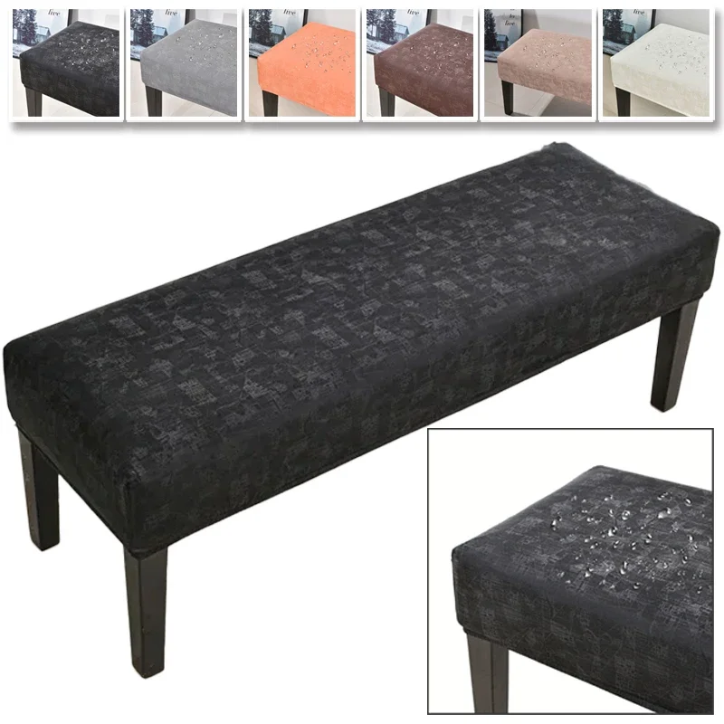 

Stretch Pu Leather Waterproof Bench Slipcover 1PC Dining Room Bench Covers Removable Washable Bench Protector for Living Room