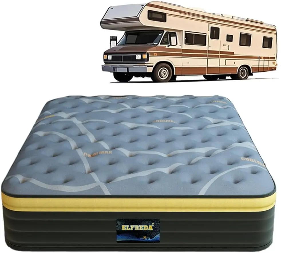 Elfreda Short Queen Mattress, 12 inch Pillow Top Pocket Spring Hybrid RV Mattress, Memory Foam Innersprings Medium Firm,Supporti