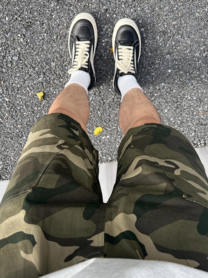 

Мужские летние брюки-карго в американском камуфляжном стиле с заклепками, функциональные рабочие брюки для активного отдыха и лесозаготовительных работ