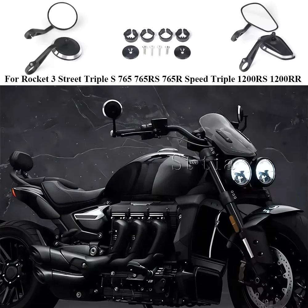 Für Rocket 3 Street Triple S 765 765RS 765R Speed Triple 1200 RS 1200RR Motorrad Lenker Rückspiegel Griff Bar End Spiegel Kit