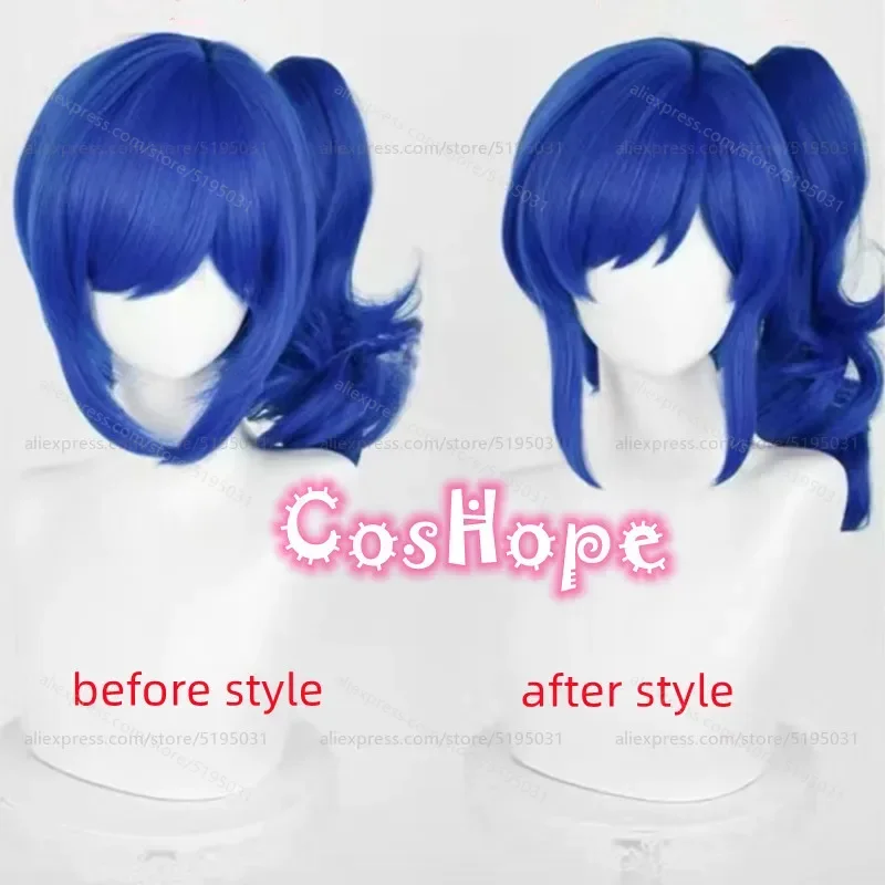 Kiriya Aoi Cosplay Wig 37cm Short Wig With Ponytail Blue Wig Cosplay Anime Cosplay Wigs Heat Resistant Synthetic Wigs