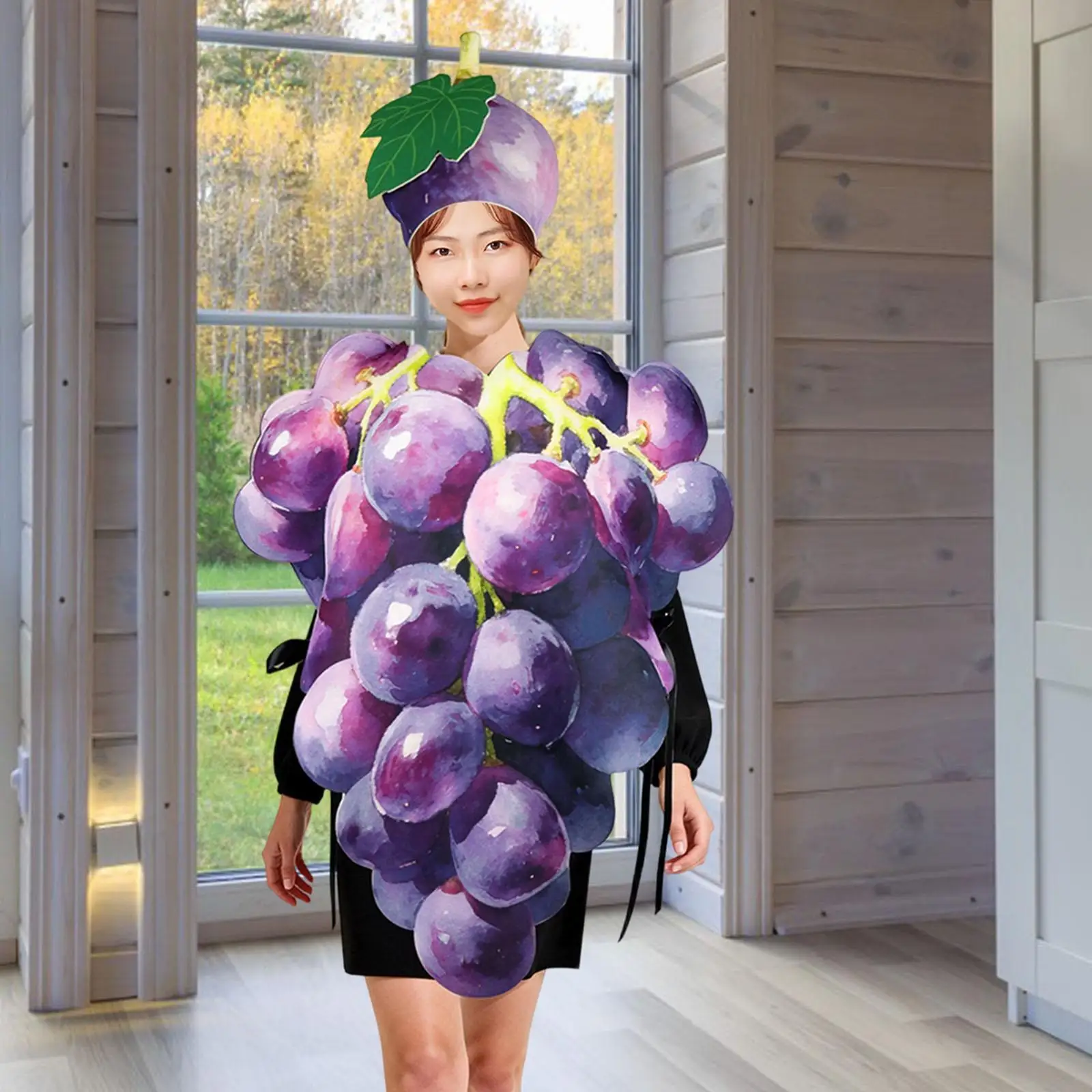 Grape Costume with Hat Set Cute Fruit Clothing for Gatherings Stage Performance view 6