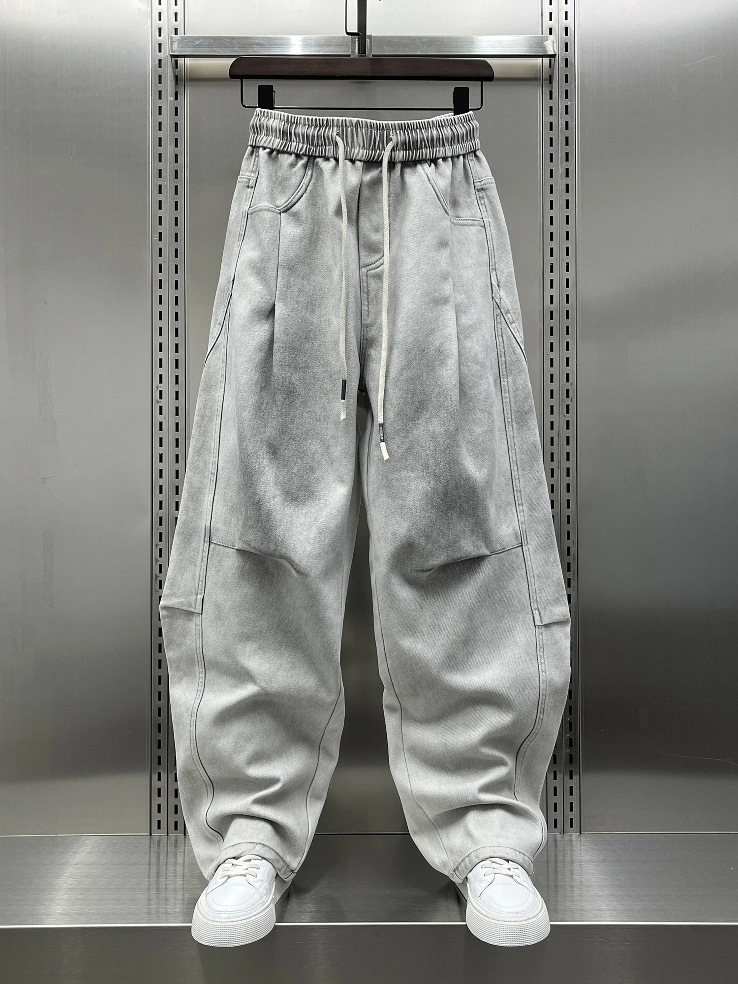 

Высококачественные мужские зимние брюки прямого кроя с флисовой подкладкой и эффектом тай-дай, новые модные свободные длинные повседневные брюки