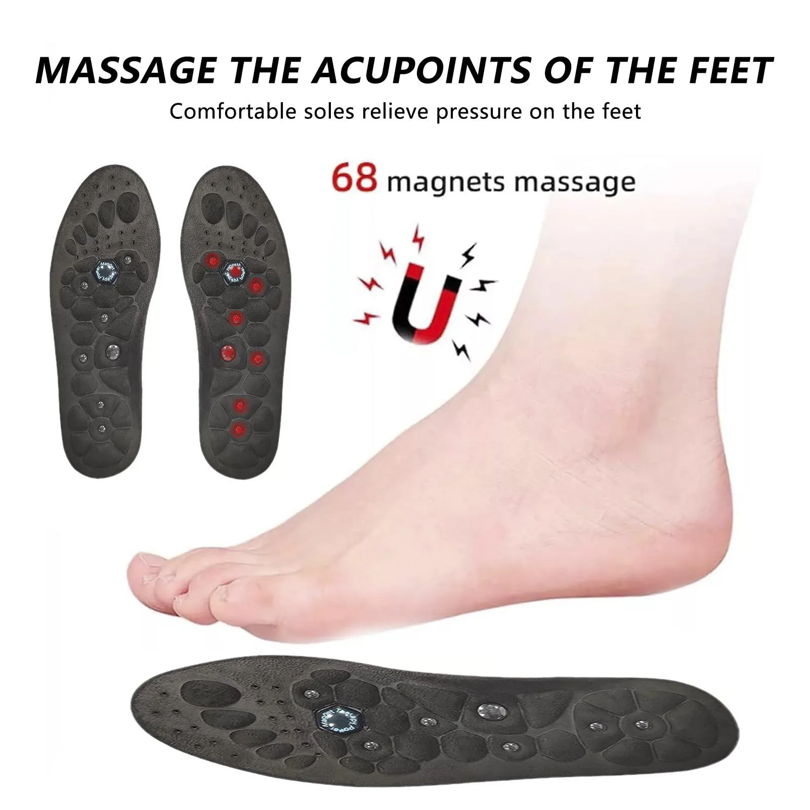 

Magnetic Acupressure Insole Odor-Proof Inserts Shoes Pad for Sneaker Boot and Trainers