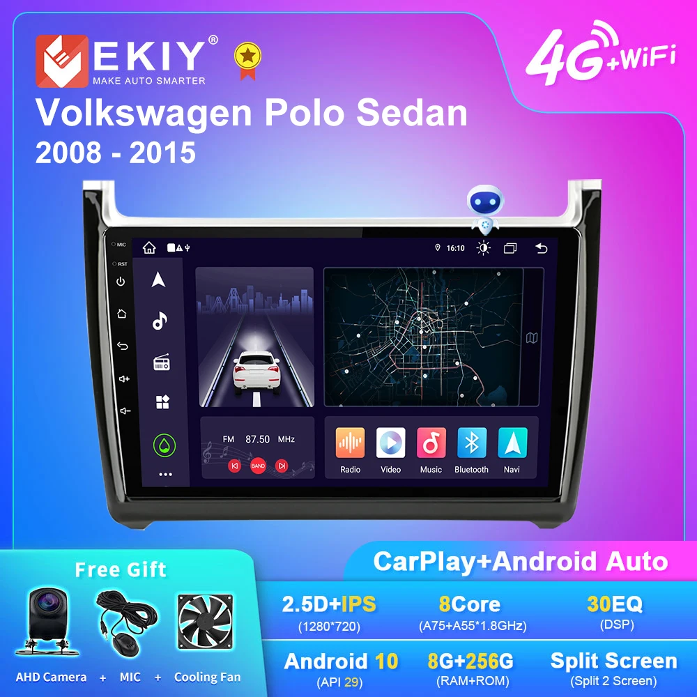 

EKIY X7 Android 10.0 Car Radio For Volkswagen VW Polo Sedan 2008 - 2015 Navi GPS Carplay Auto Multimedia Player BT No 2 Din DVD