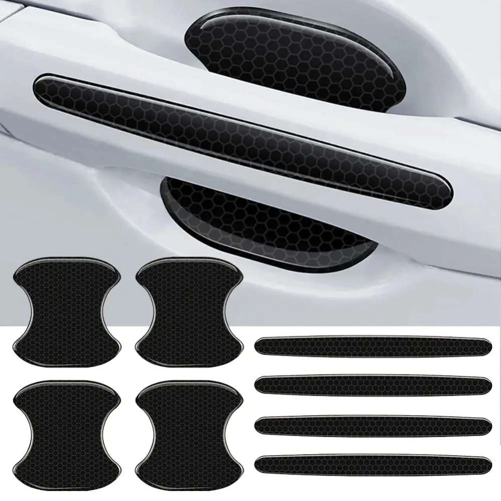4/8PCS Carbon Fiber Stickers Car Door Handle Bowl Anti-scratch Anti-collision Protector