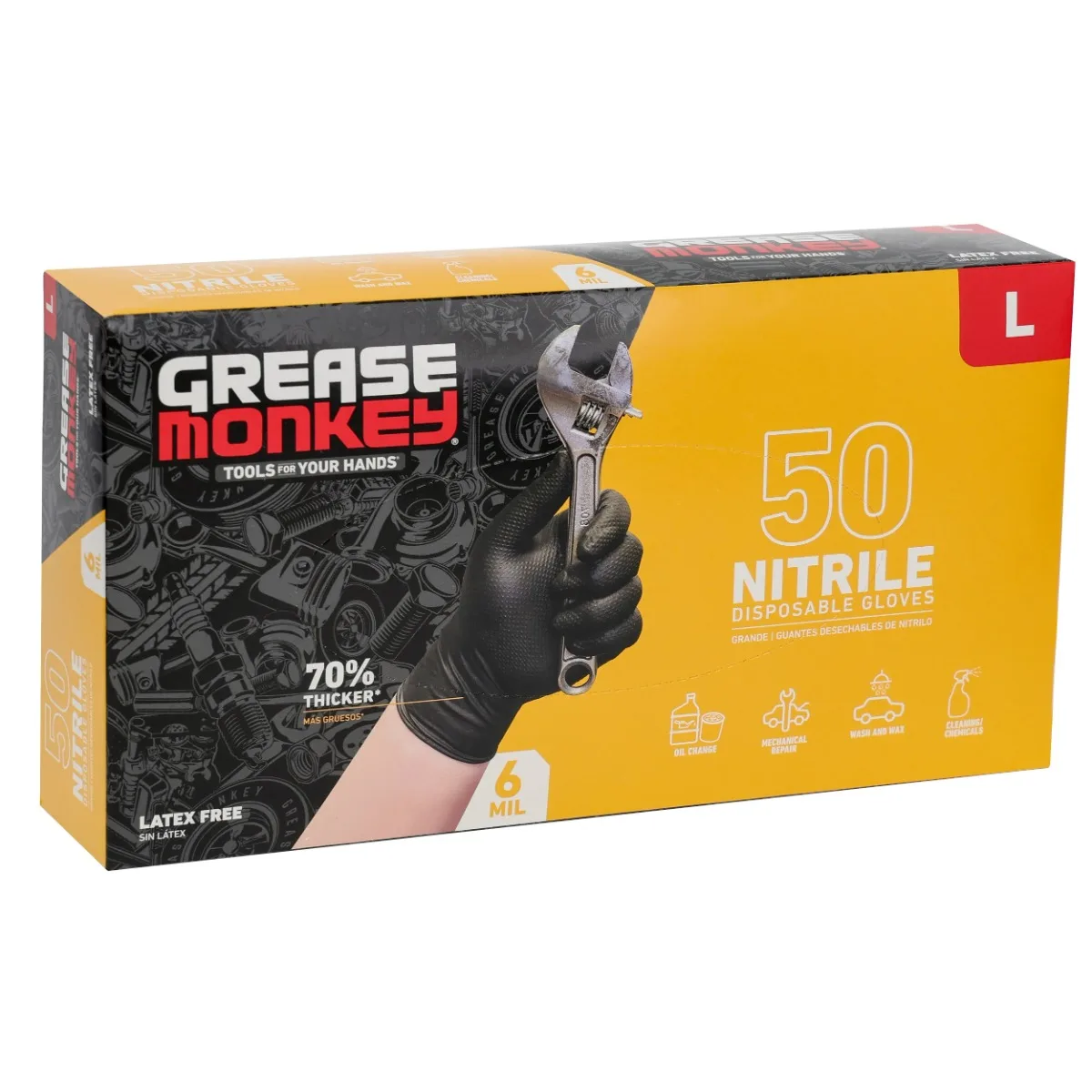 (3 pacotes) luvas descartáveis itrile, sem látex, tela sensível ao toque, pretas, grandes, pacote com 50