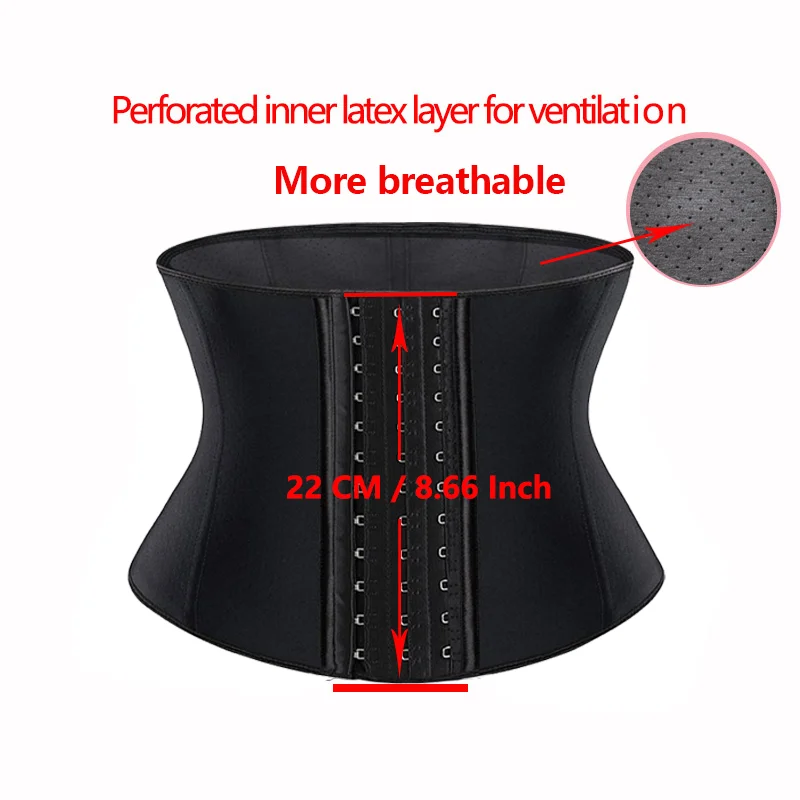 22cm Short 3 Layers Latex Waist Trainer Corset 9 Steel Bones Shapewear Body Shapers Women Corset Slimming Belt Waist Shaper 9052