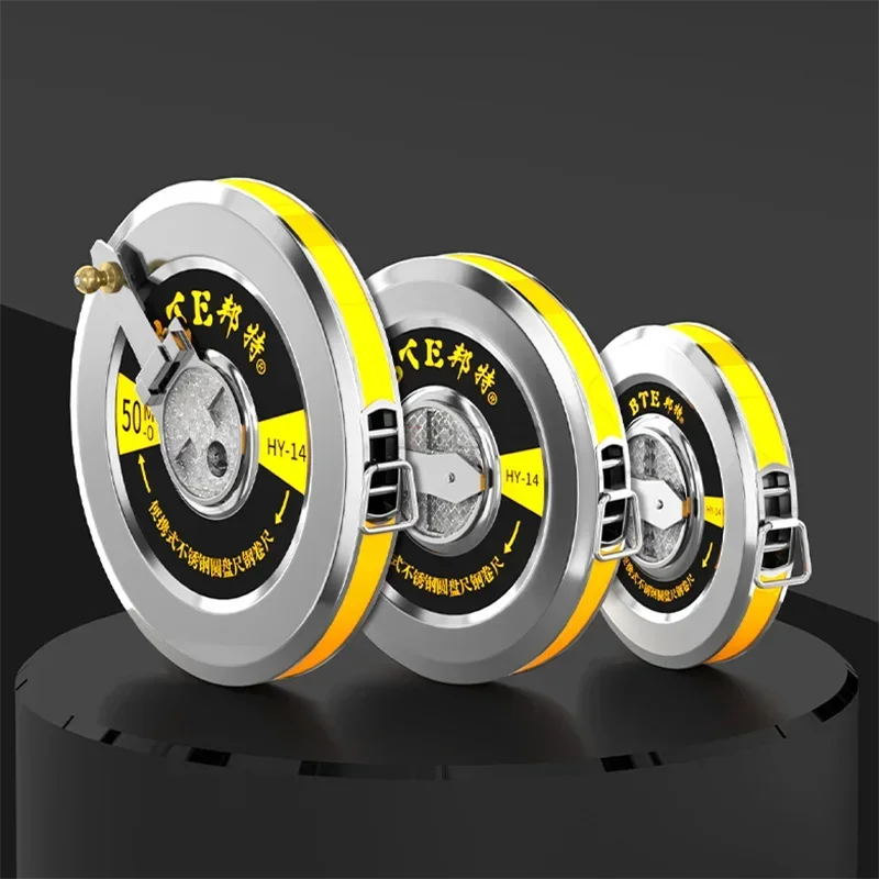 Righello rotondo in acciaio inossidabile 20/30/50m righello per disco di misurazione di ingegneria portatile con nastro in acciaio al carbonio a