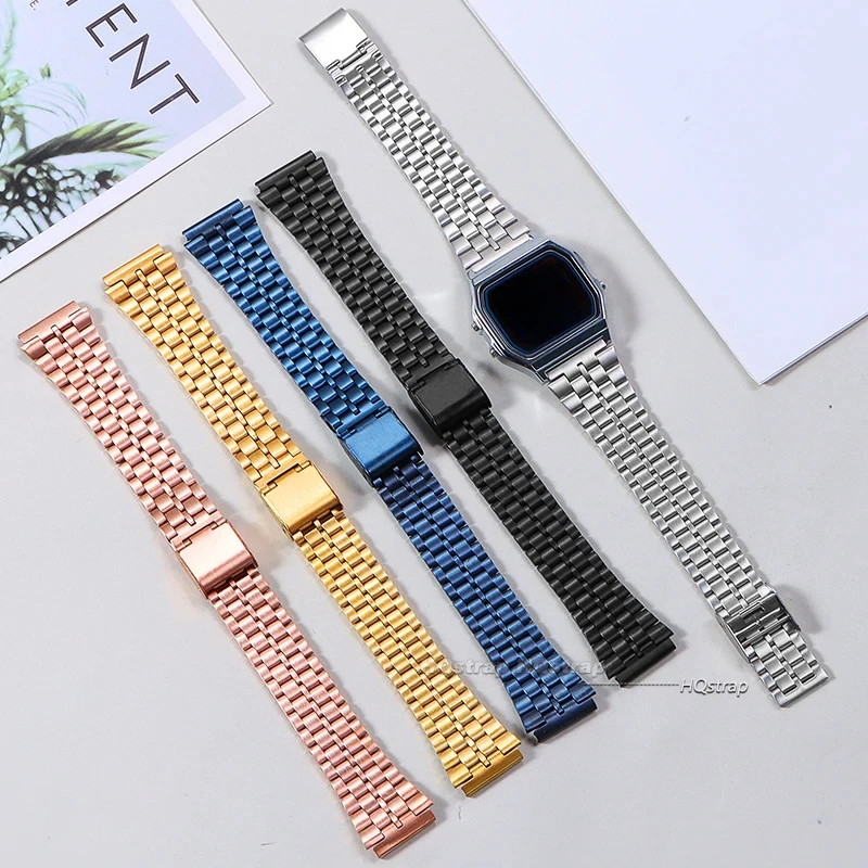 18mm Stainless Steel Bracelet for Casio F84 F105/108/A158/168 AE1200/1300 SGW400 F91W Vintage Metal Watchband High Quality Strap