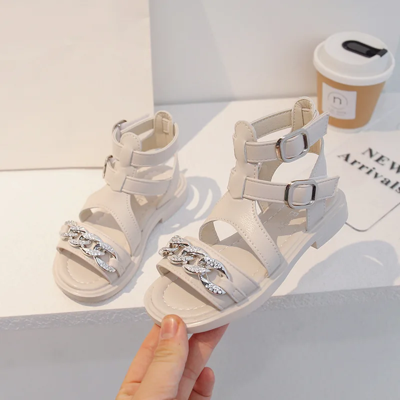 2024 Summer New Flat Sandals Girls Open Toe Korean Version of Fashion Flat Student Casual Beach Shoes