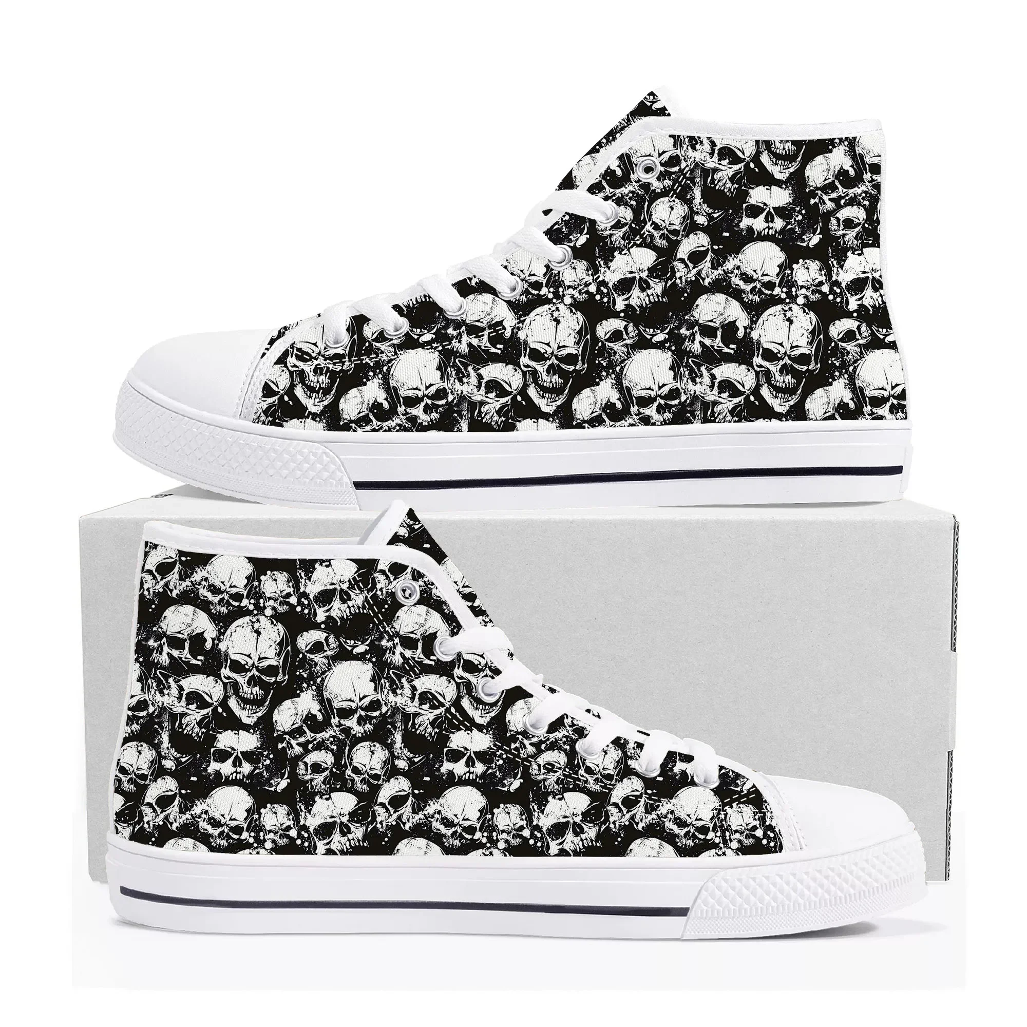 

SKull PAisley Gothic Goth Punk High Top Sneakers Mens Womens Teenager Canvas Sneaker Casual Custom Made Shoes Customize Shoe