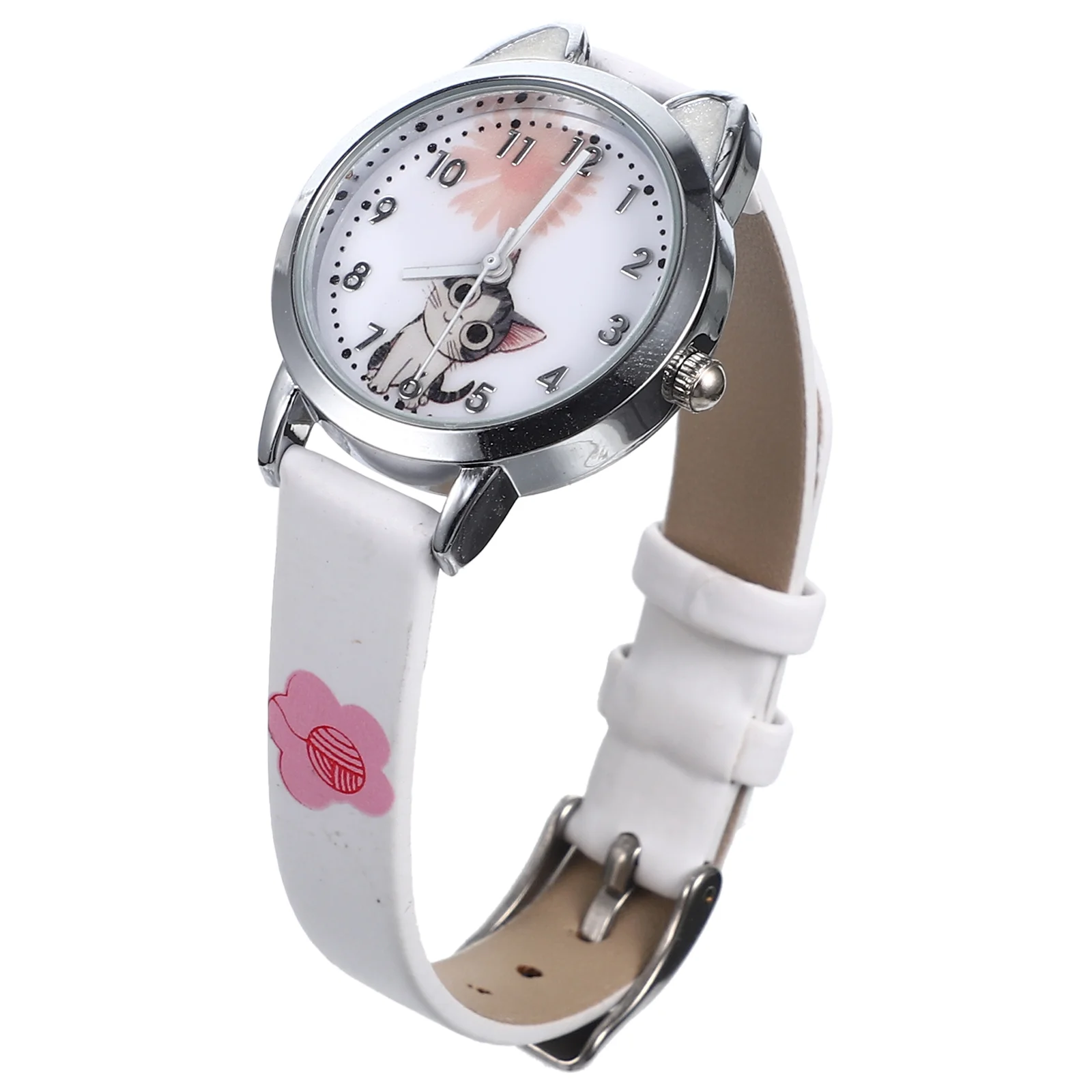 Watches Quartz Cartoon Strap Sports Cat Design Wristwatch White Girl Child