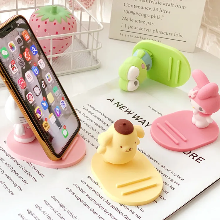 Kawaii Sanrio My Melody Cartoon Car anti-slip mobile phone bracket 2-speed adjustable angle Desktop Phone Socket doll Toys Gift