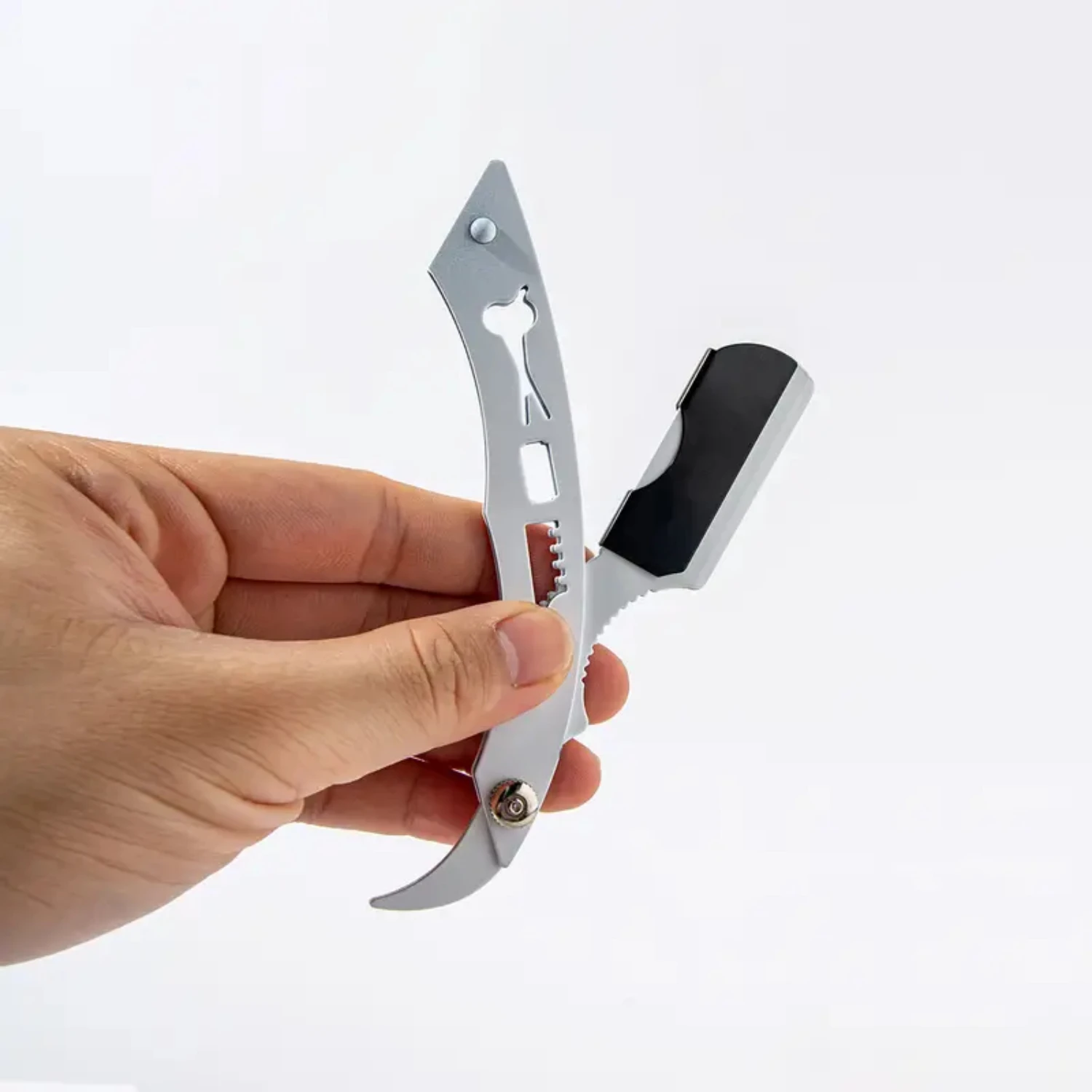 Klasyczna Retro Maszynka do Golenia Brody Męska Bez Ostrza do Precyzyjnego Golenia, Składana z Białym Uchwytem na Ostrze, Pe