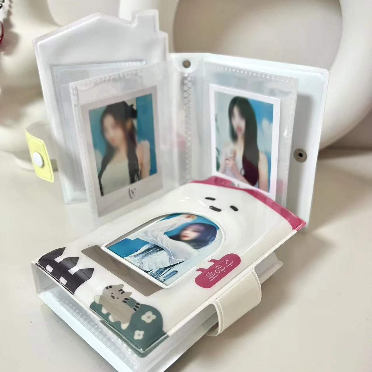 3 Inch Cute Kpop Photocard Holder Book Mini Photo Kpop Album, Hollow Kpop Binder Collector Book 32 Pockets Photo Card Holder
