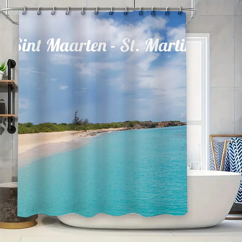 

Потрясающая занавеска для душа с видом на пляж, индивидуальный дизайн с 3D-печатью для вашего декора ванной комнаты. Идеальное дополнение к любую современным домом.