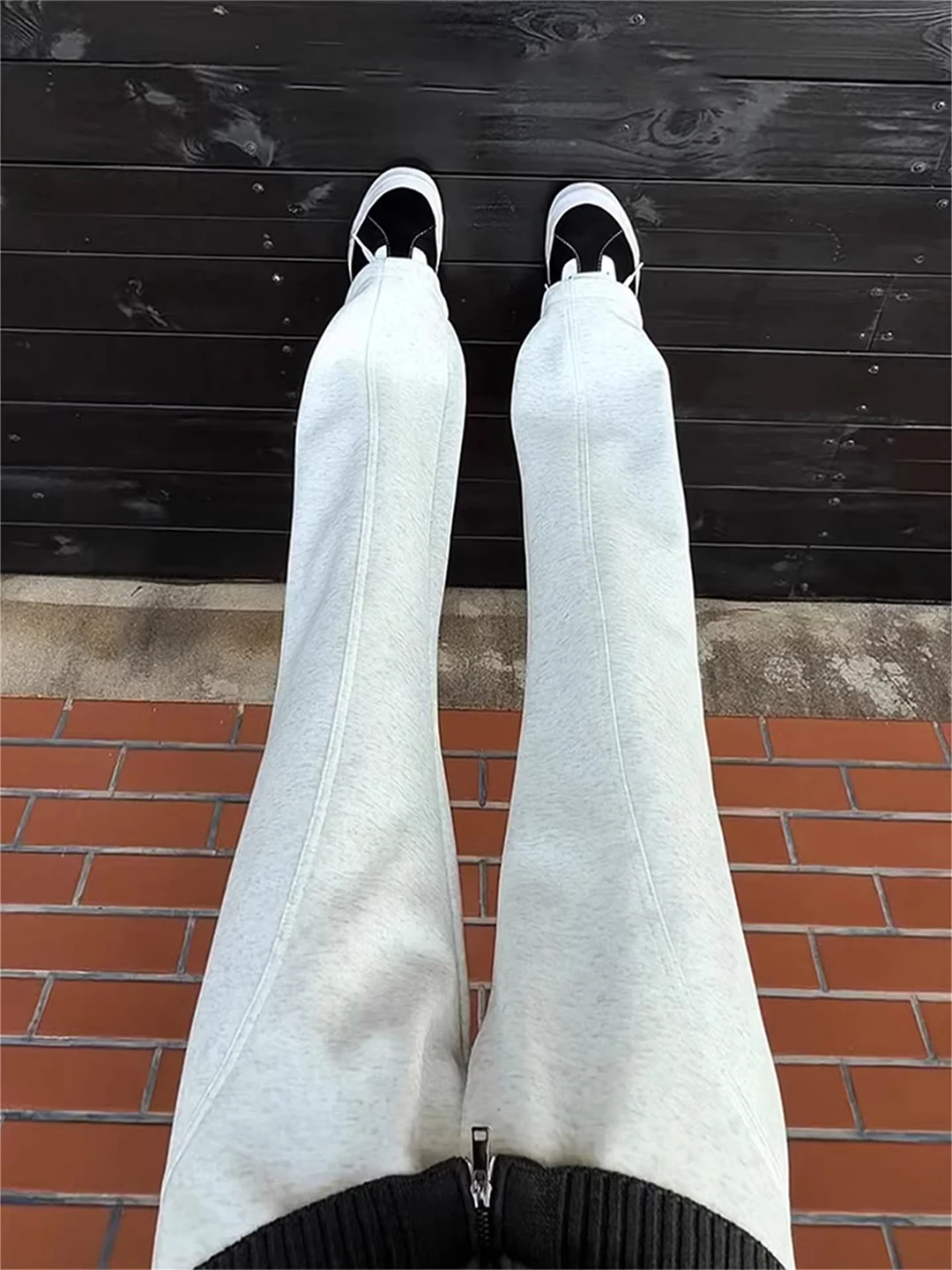 

American Hiphop Men's Slant Cut Pants Spring Dra Slimming Knife Flared Sports Straight Casual Long Trousers