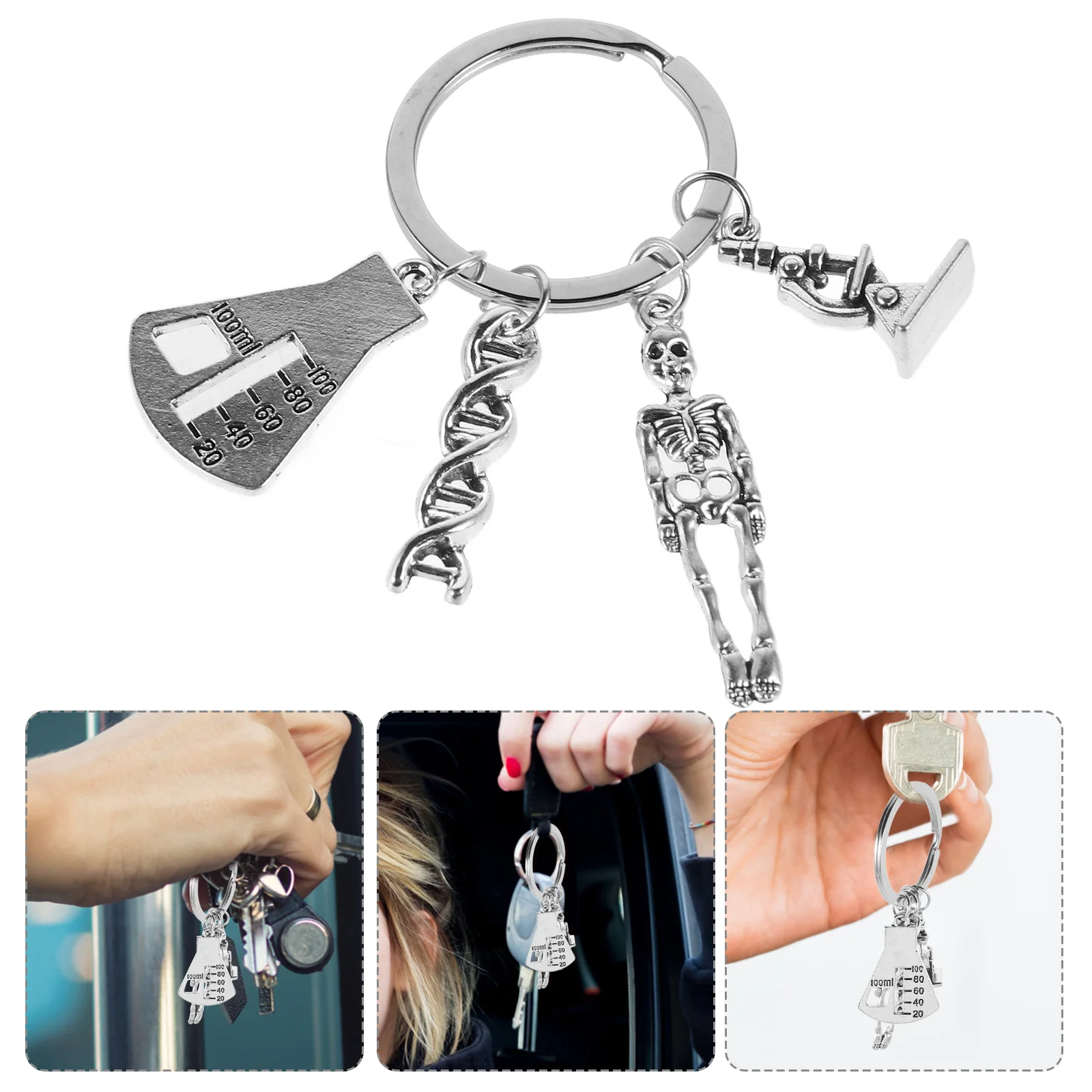 Ornament Biology Keychain Student Ring Portable Rings Alloy Graduation Teacher Keychains