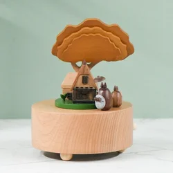 만화 회전 뮤직 박스 나무 공예 손 바람 업 홈 장식 탁상 장식품