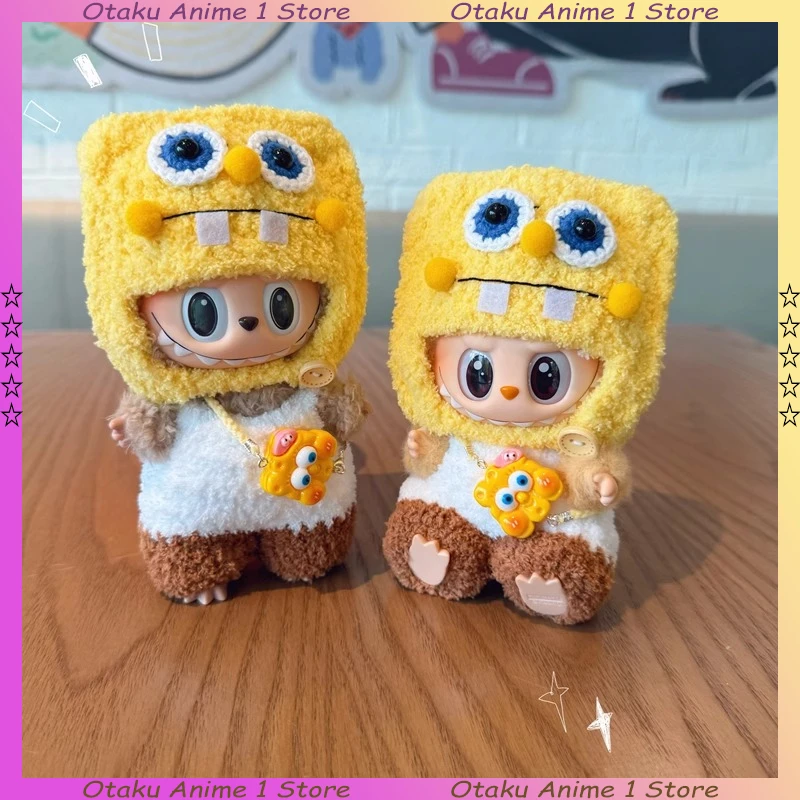 Handmade Labubu Doll Clothes Cute Yellow Sponge Pink Starfish Outfits Mini Plush Doll Clothing Fashion Doll Accessories Gift