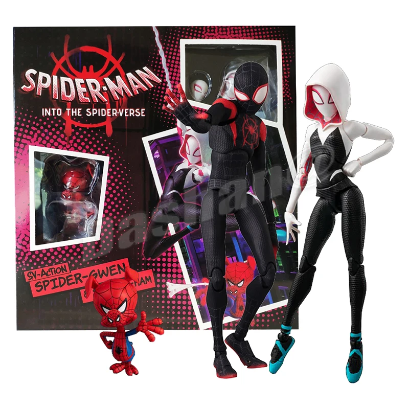 

Sentinel Sv Action Gwen Stacy Miles Morales Peter Parker Action Figure Into the Spider-Verse PVC Collection Model Toys