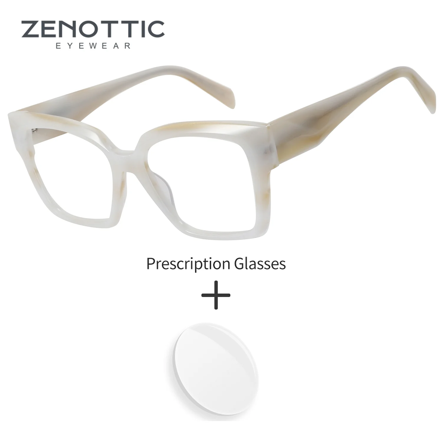 

ZENOTTIC (M Size) Women Acetate Butterfly Prescription Correction Vision Glasses Optical Anti Blue Light Photochromic Myopia