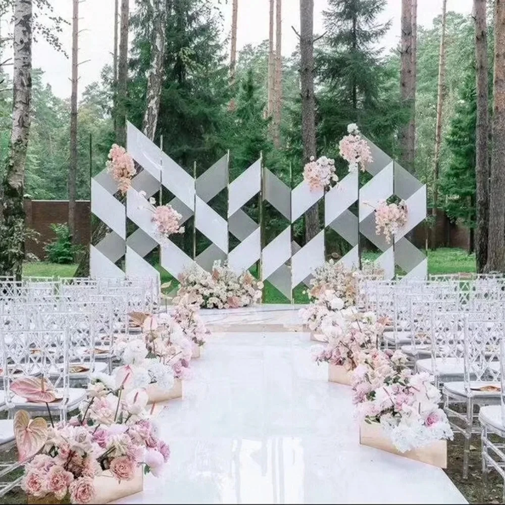 

White Mirrored Floor Wedding Aisle Runner Indoor Outdoor for Wedding Engagement Party Decorations