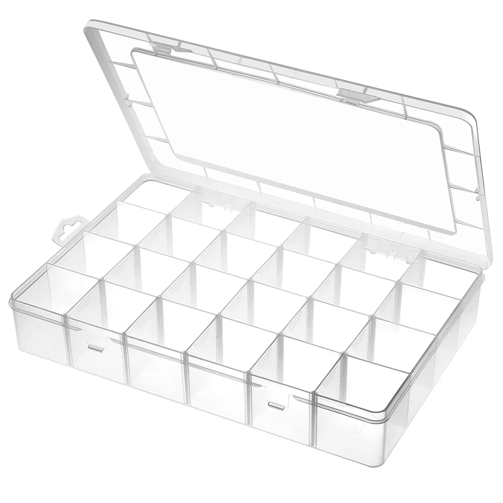 24/36 Grids Plastic Organizer Box Craft Organizer Storage with Adjustable Dividers Bead Box Fishing Tackles Box Jewelry Box