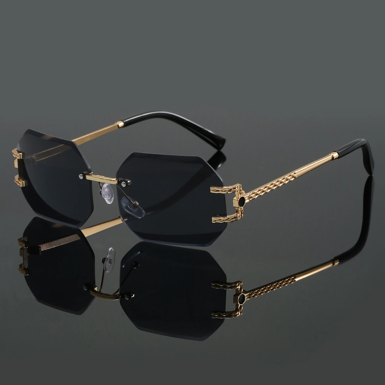 Rimless cut edge Stylish sunglasses for men and women Couples Summer beach party Party photo decorating holiday gift glasses