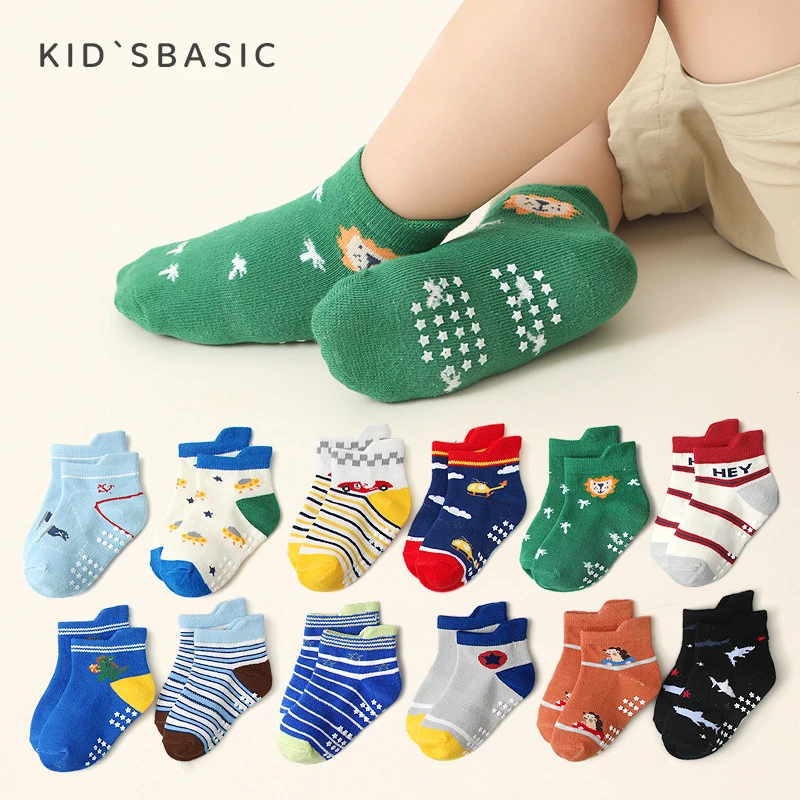 12 Double Spring Summer Autumn New Baby Cartoon Fashion Breathable Comfortable Non-slip Spot Glue Fall Soft Cotton Boat Socks