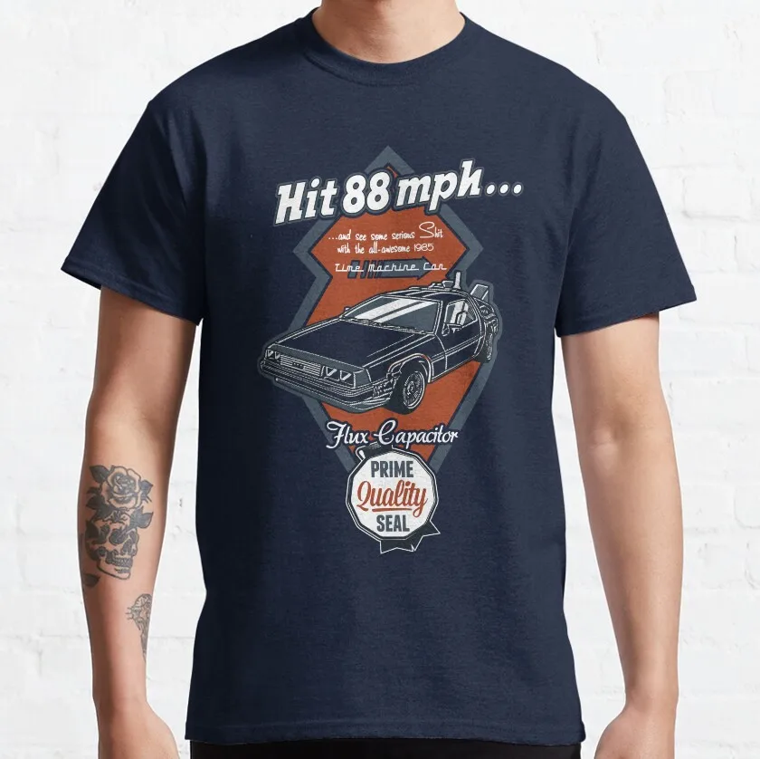 

Time Machine Car hit 88 mpk Biff's Auto Detailing Hill Valley California retro movie Back to the future time travel t shirt