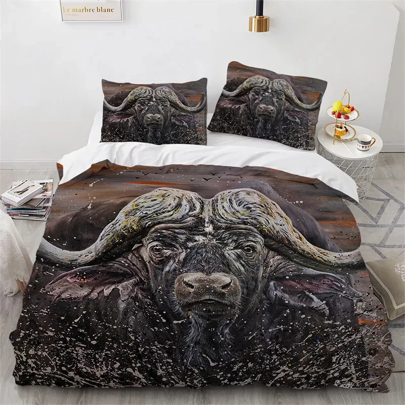 Imagem -02 - Conjunto de Cama de Microfibra para Crianças e Adultos Edredão para Animais Veados e Alces Cobertor de Vaca Completo Gêmeo Rainha Decoração do Quarto Adolescente