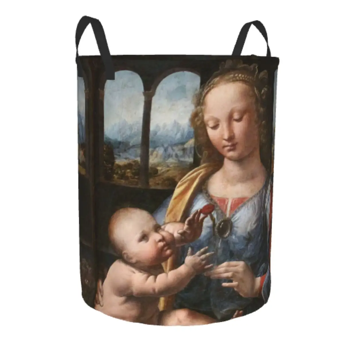 Custom Madonna Of The Carnation Laundry Hamper Large Clothes Storage Basket Leonardo Da Vinci Toy Bin Organizer for Boy Girl