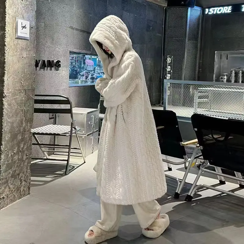 Faux Fur Long Coats Women Jackets Hooded Coat Thick Warm Y2k Streetwear Casual Loose Jacket Work Outerwear Autumn Winter 2025