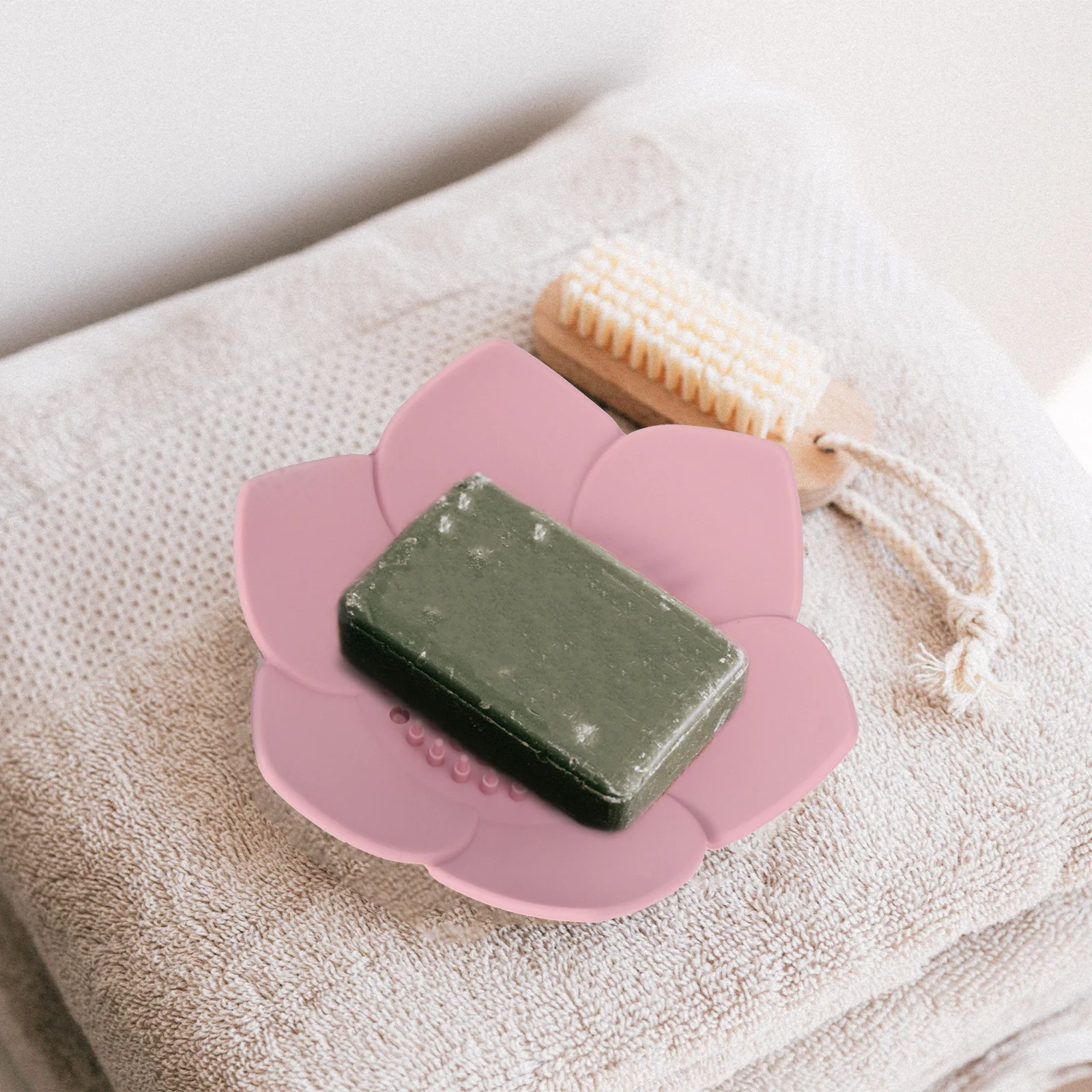 

3Pcs Lotus Silicone Soap Box Flexible Drainage Design for Bathroom Kitchen and Toilet Lotus Silicone Soap Holder