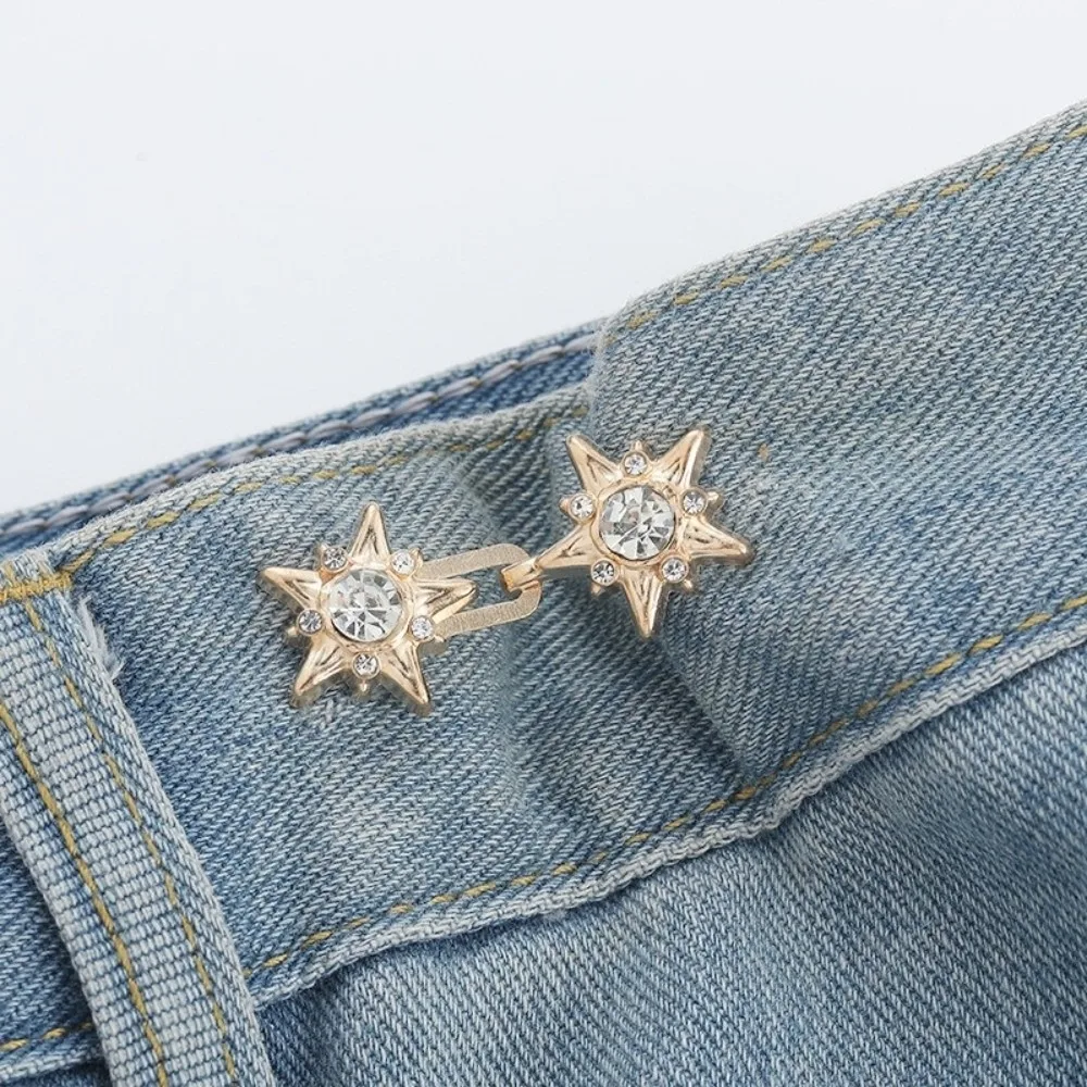 Five Pointed Star Jeans Buttons Adjustable Fixed Waist Buckle Waist Tightening Tool Butterfly Belt Buckles Dress Decoration