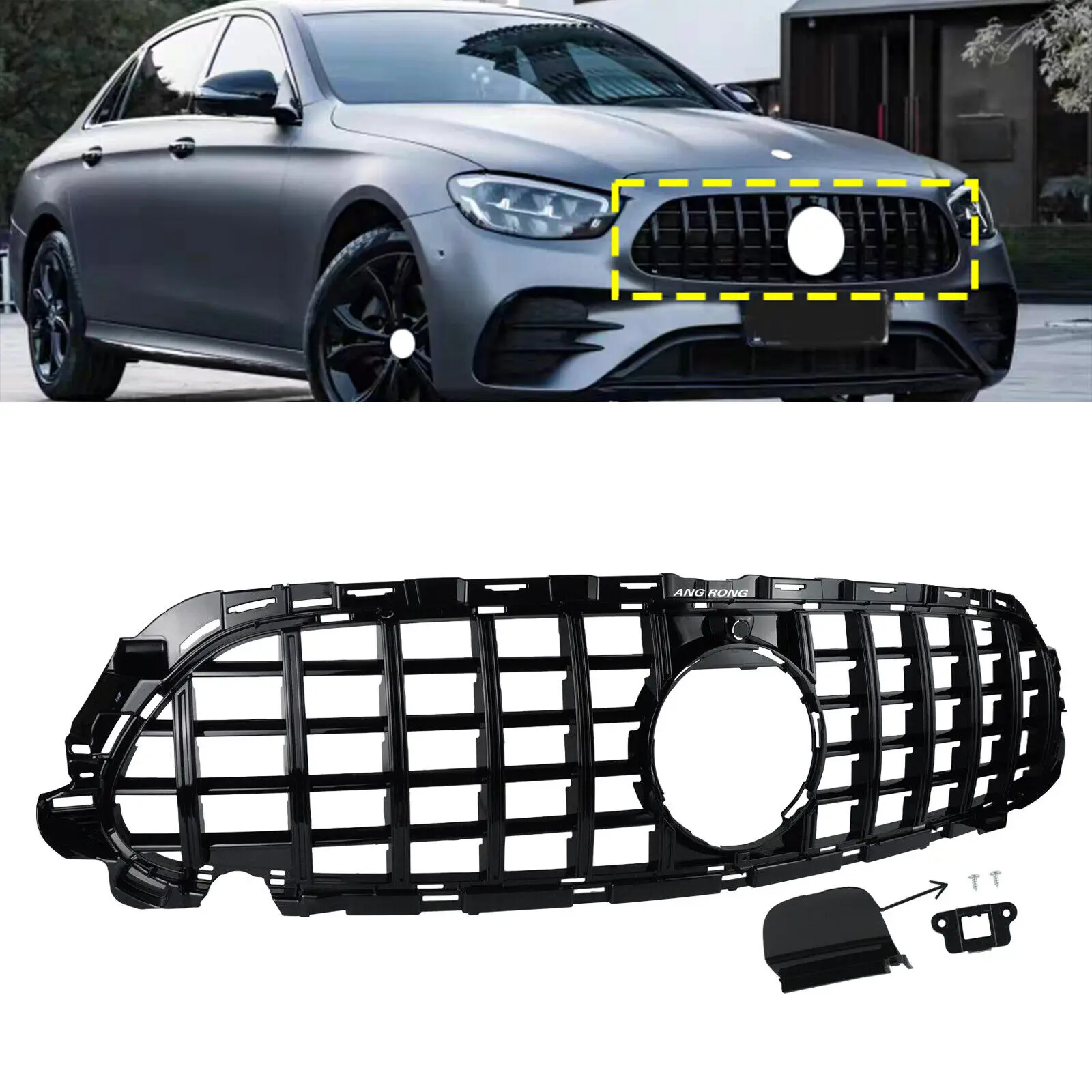 Für Mercedes E-Klasse W213 C238 21+ glänzend schwarzer Frontstoßstangengrill GT AMG Style