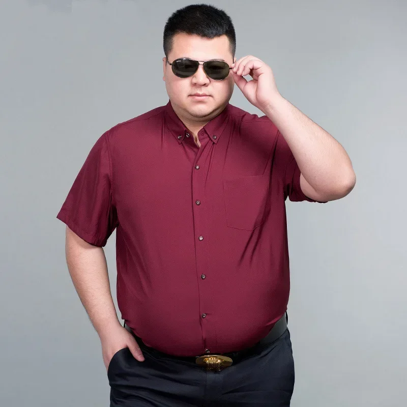 

Summer Men Shirt short Sleeve purple Black Blue Business formal oversize Large Size 10XL 12XL 14XL office dress wedding Shirt 70
