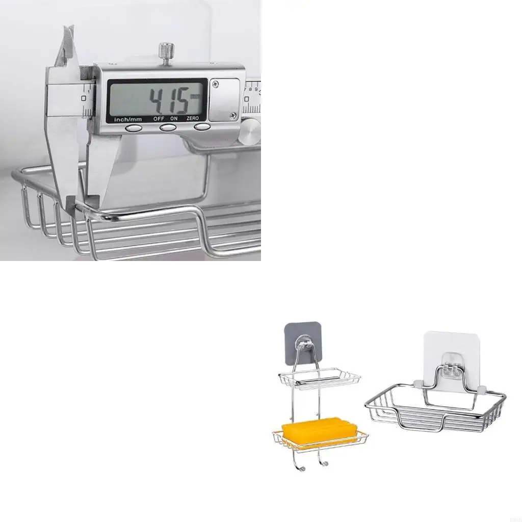 

Single/Double Layers Soap Rack Wall Mounted Soap Holder Stainless Steel Sponge B95B