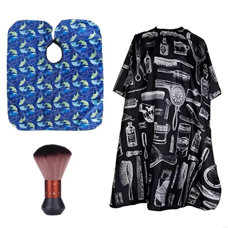 

G99E Convenient Haircut Cape Set With Gentle Neck Brush, Elastic On Salon Cape For A Clean Hairdressing Experience