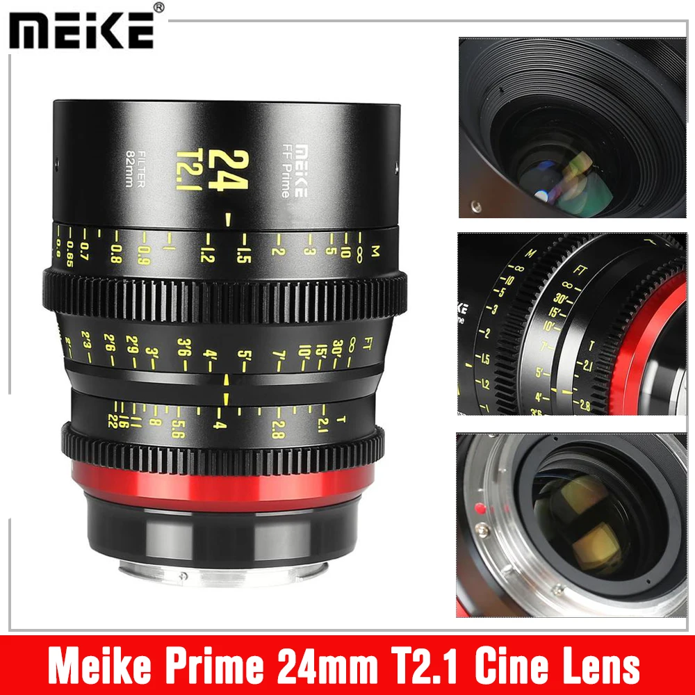 Meike Prime 24mm T2.1 Cine Lens for Full Frame Cinema Camera Systems for Canon C700 C500II Sony VENICE Sony FX3 FX6 FX9