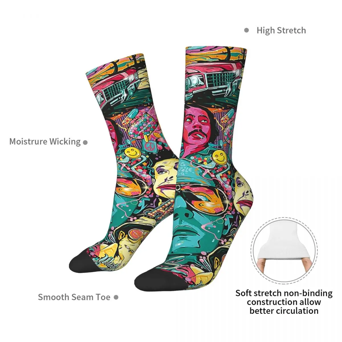 Fear And Loathing In Las Vegas Art Socks Harajuku Sweat Absorbing Stockings All Season Long Socks Accessories for Unisex Gifts