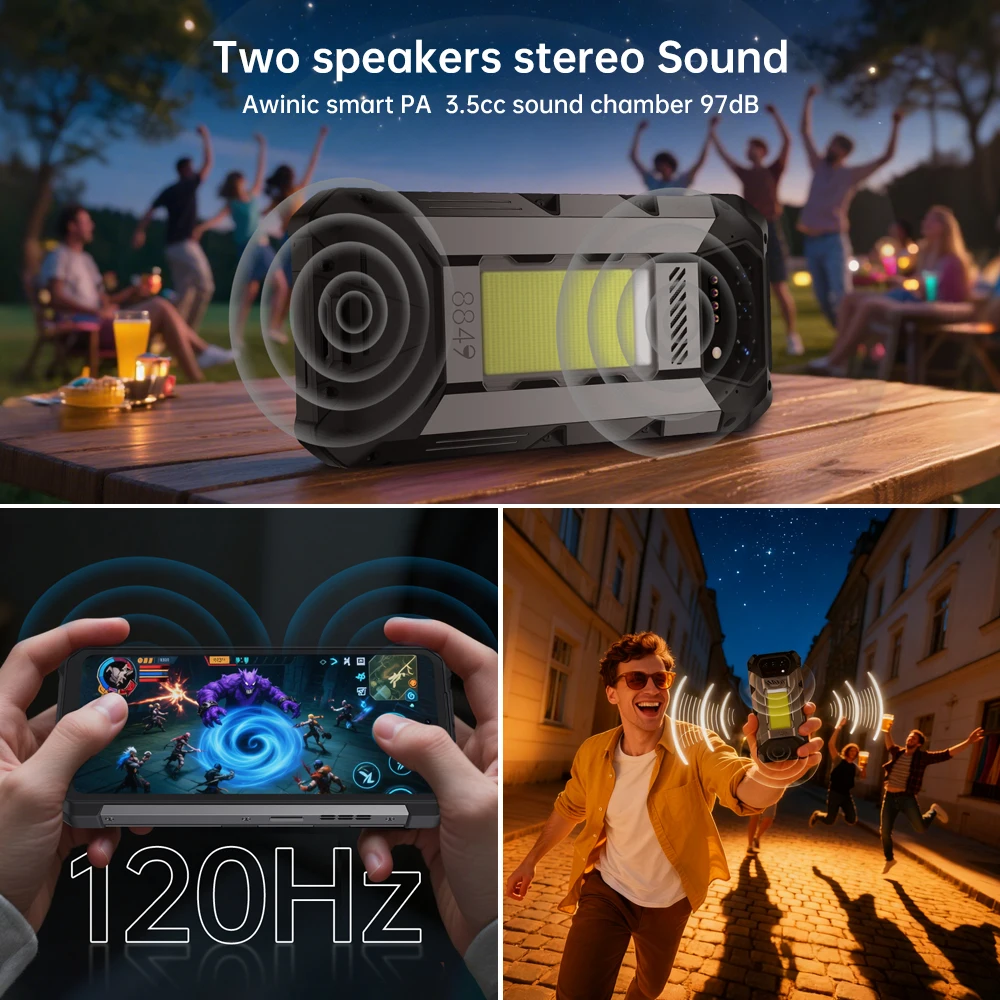 8849 Hike Unihertz Rugged Smartphone 23800mAh 24GB+512GB Expandable 2TB 1200Lumen Flashlight Android14 Two Speakers 6.79'' 120Hz