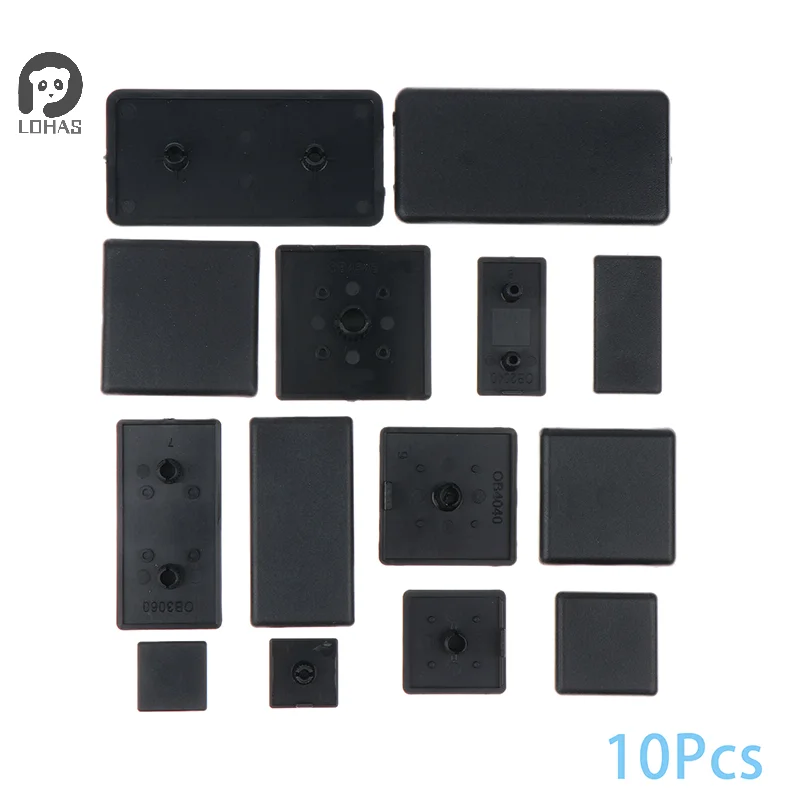 10Pcs 2020 3030 3060 4040 4080 4545 Plastic End Cap Cover Plate Black For EU Aluminum Profile